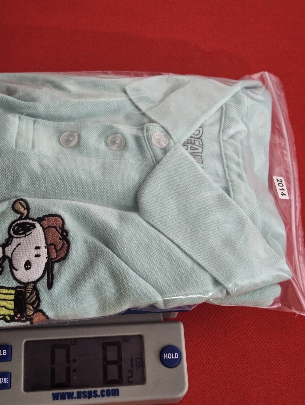 Peanuts Men's Mint Green Polo with Embroidered Golf Snoopy - Picture 9 of 9